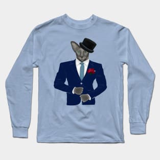 Gentleman Cat in suit, hats and with flowers Long Sleeve T-Shirt